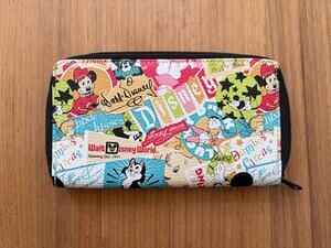 Disney Parks Retro Collage Zip Wallet Mickey Minnie Donald Figaro Dumbo WDW